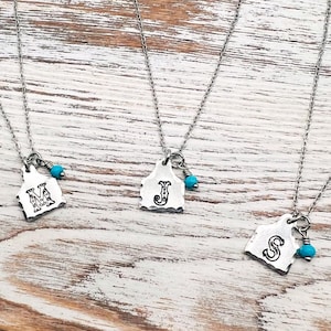 Collar con inicial de etiqueta de ganado con turquesa / joyería personalizada / joyería de vaquera boho / regalos de joyería personalizados / joyería que no se empaña