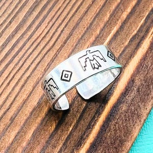 Thunderbird ring | hand stamped ring | western jewelry | custom silver ring | rustic jewelry | non tarnish ring | cowgirl ring