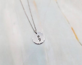 Semicolon necklace | Hand stamped disc necklace | minimalist necklace | non tarnish jewelry | stainless steel aluminum | suicide awareness