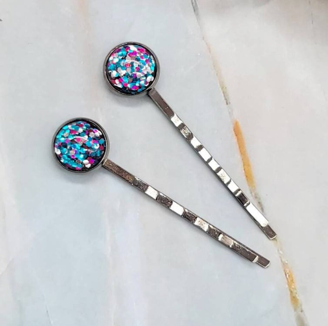 Conjunto de alfileres de pelo de brillo mixto de 2, alfileres de brillo