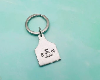 Monogram initials cow tag keychain | custom keychain | hand stamped | cow ear tag keychain | custom gifts | cowgirl western keychain