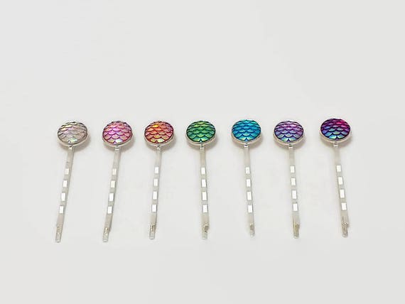 Mermaid Scale Bobby Pins Set Of 2 Or 4 Or 6 Dragon Fish Etsy