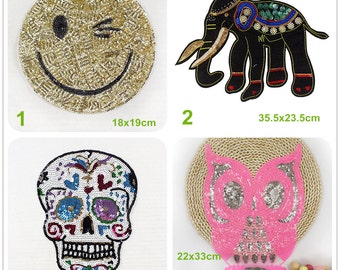 Elephant Sequins Sew On Patches For Clothes DIY Bag Clothing Coat —QY