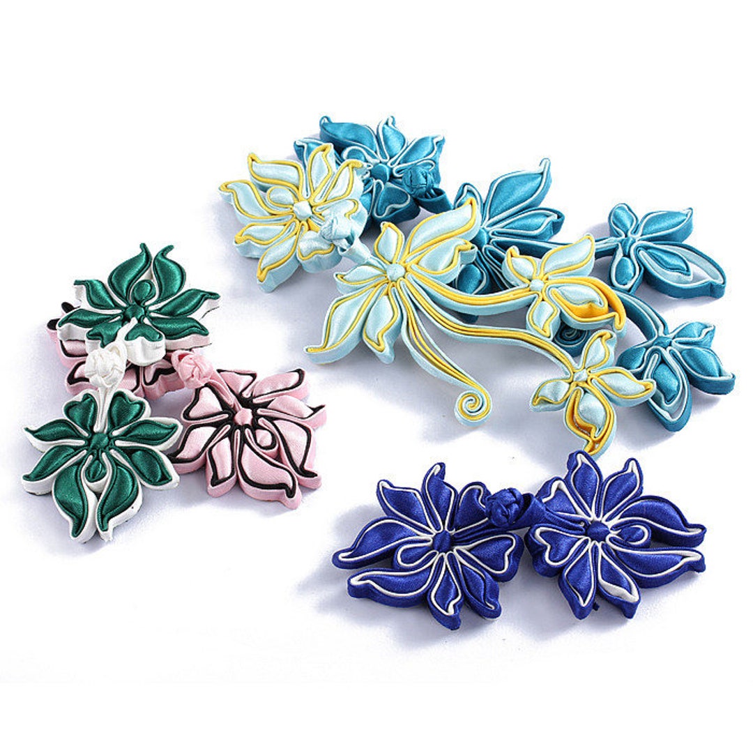 One Set Tradition Flower Blossom Cloth Button DIY Garment Chinese