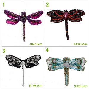 Crystal Beaded Dragonfly Applique Insect Cloth Patch DIY Jacket garment accessories decorative Jacket cloth