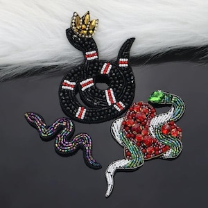 Crystal Beaded Snake Applique Animal cloth Patch DIY Jacket decorative Party cloth handbag accessory supply