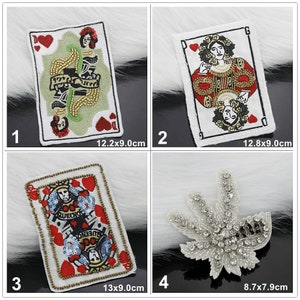 Lentejuelas brillantes con cuentas para jugar a las cartas, insignia de póker, apliques de tela, parche DIY, insignia artesanal, suministro de accesorios para bolso de tela decorativa