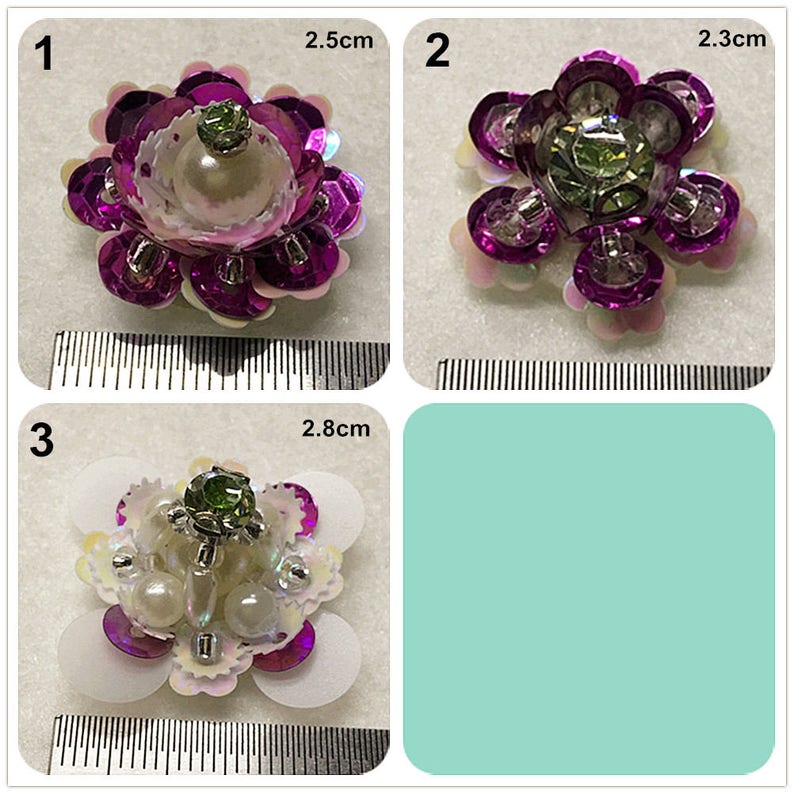 Sequins Crystal Pearl Beaded Purple Flower Applique cloth DIY Brooch badge Craft decorative Party cloth handbag accessory Craft supply