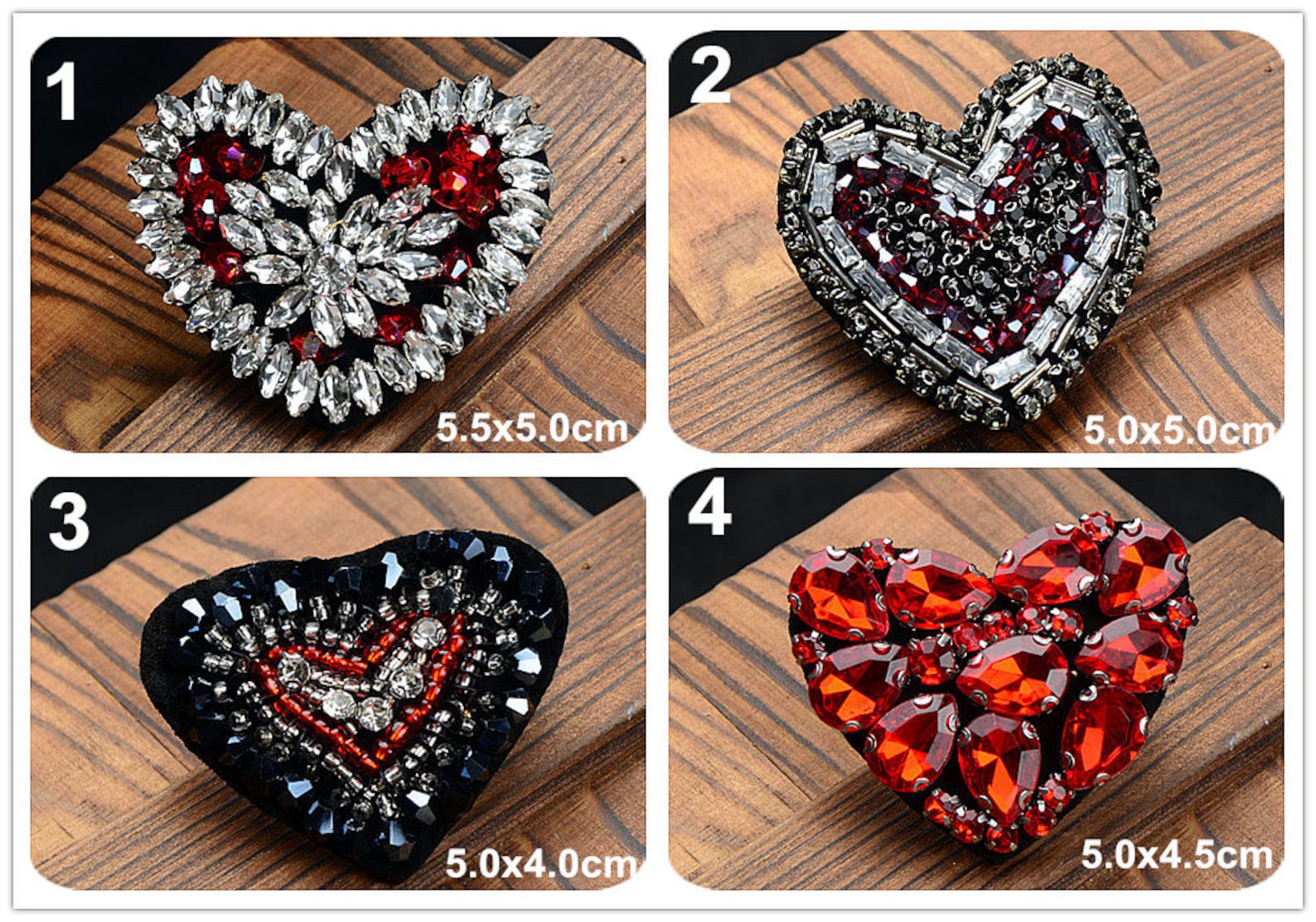 Crystal Beaded Love Heart Applique Sew on Hearts Cloth Patch Etsy