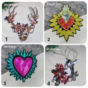 Sequin Beaded Deer Heart Applique, DIY Garment Patch