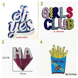 Apliques de lentejuelas con letras en inglés Yes Dream Girls, letra Ha, parche de tela para bricolaje, chaqueta decorativa, fiesta, bolso de tela, accesorio de suministro
