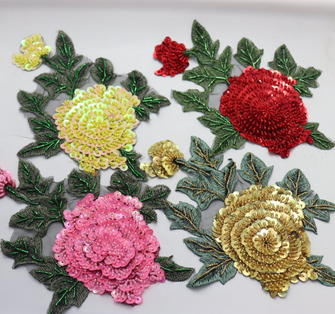 Crystal Beaded 25x18cm Flower Applique Flower Patch Cloth Sew Etsy