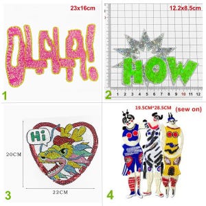 Apliques de lentejuelas con cuentas de dragón con letras en inglés, parches de tela, accesorios de ropa de bricolaje, tela de lentejuelas decorativa, suministros para manualidades