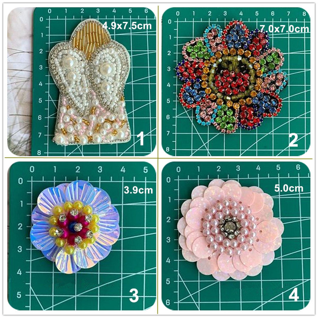 Crystal Beaded Flower Applique Angel Sunflower DIY Garment Accessories