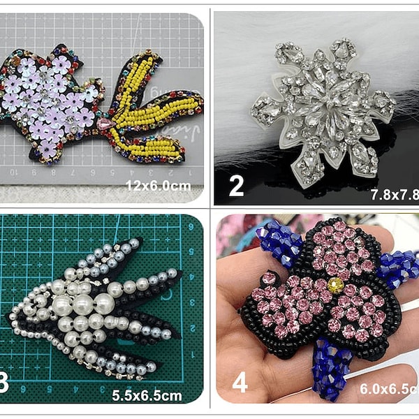 Crystal Beaded Fish swallow Bird Flower Snowflake Applique Sew on cloth patch DIY garment accessory Dress Handbag cloth Supply