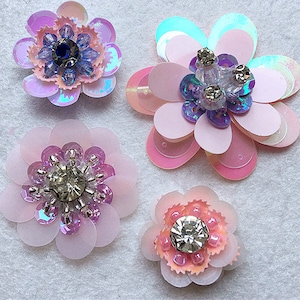 Pailletten Kristall Perlen rosa Blumeapplique Tuch DIY Brosche Abzeichen Handwerk dekorative Partei Tuch Handtasche liefern Zubehör Handwerk