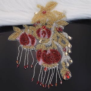Cristal paillettes perles 24,5 x 22 cm grenade Applique en tissu patch badge bricolage artisanat