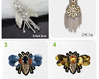 Handmade Rhinestone & Pearl Bee Patches - 10-Pack Sew-On Appliques For Clothes, Bags, Hats (Approx. 2.32x1.57 In) - View #8