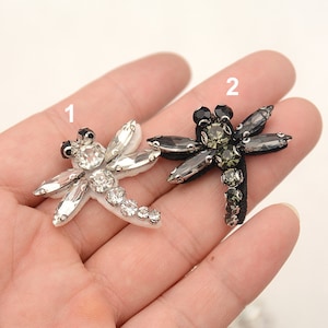 3.0cm Crystal Sequins Beaded Dragonfly Applique cloth DIY Brooch badge Craft decorative Party cloth handbag accessory supply