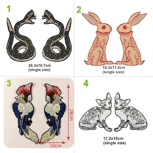 One pair of Fabric Applique Bird Parrot cloth Cat Rabbit Snake Patch DIY accessory