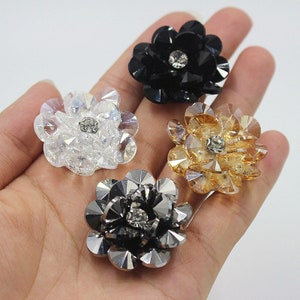 3.2cm Crystal Acrylic Beaded Color Flower Applique cloth patch DIY Brooch accessory decorative cloth handbag accessory supply