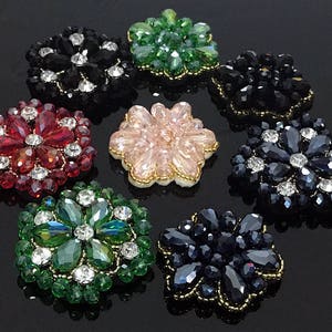 Crystal Beaded Color Flower Applique cloth patch DIY Brooch accessory decorative cloth hair bag accessory supply