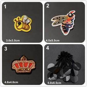 Crystal Beaded Flower Bee Crown Applique cloth Patch DIY vêtements accessoires décoratifs Sequin tissu Silver Bee gros
