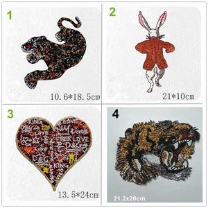Sequins Beaded Letter Love Heart Tiger Rabbit Appliques Cloth patch DIY garment accessories Handbag decorative cloth Sale