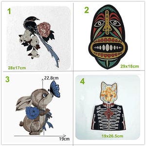 Fabric Fox Bird Flying wing Rabbit Birds Applique embroidery cloth patch DIY Jacket decorative cloth handbag accessory supply