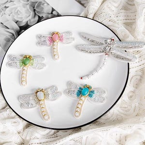 Sequins Crystal Beaded Dragonfly Appliques cloth patch DIY garment accessories decorative Sequin cloth sale
