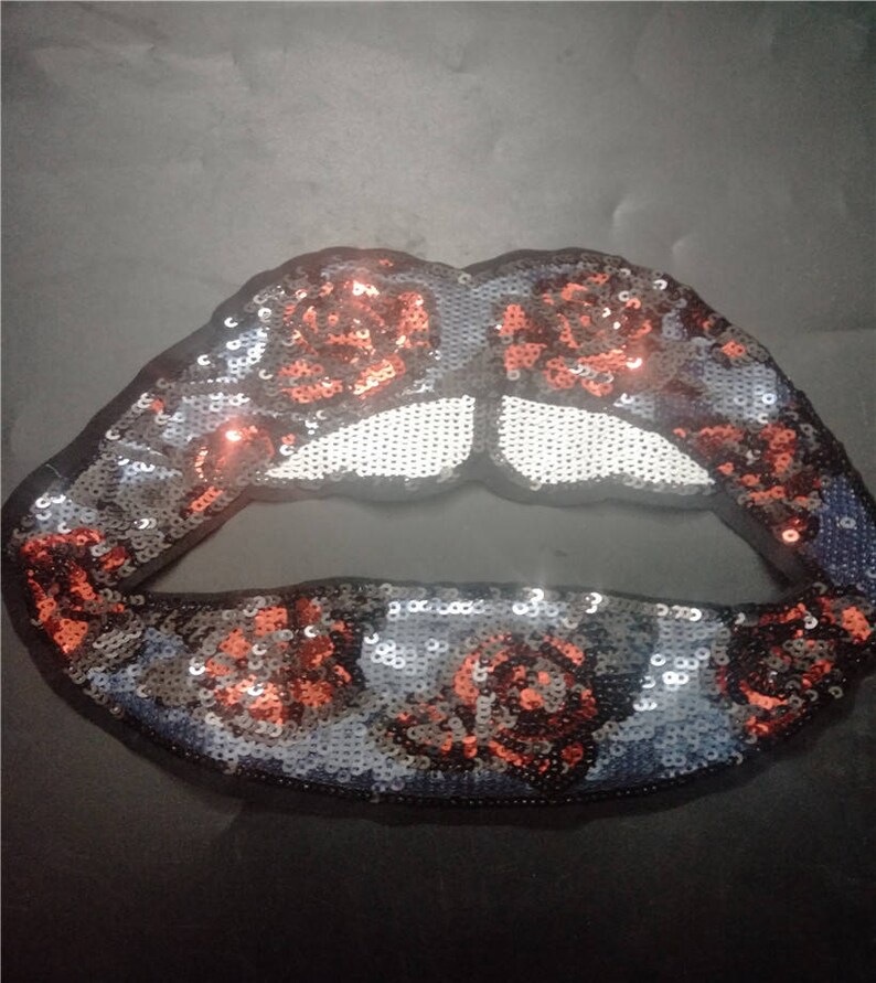 Glitter lentejuelas Inglés Carta Applique Labios Abierto Boca Etsy