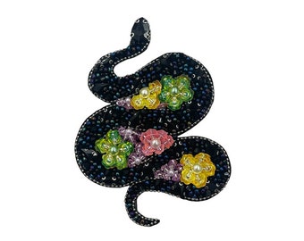 Fabric Crystal Beaded Snake Scorpion Applique Lizard Cloth Patch