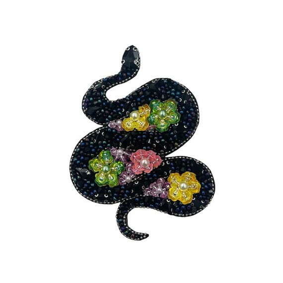 ビパッチ-BEPATCH-　タイダイ系BORN花snakeデザイン 3色セット Fabric Crystal Beaded Snake Scorpion Applique Lizard Cloth Patch