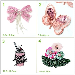 Sequins Beaded Bowknot Flower Cherry Cream Milkshake Appliques Space Shake cloth patch DIY garment accessories decorative Sequin cloth sale