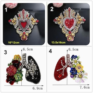 Sequins Crystal Beaded Heart flower hearts Applique cloth Patch DIY garment accessories decorative Jacket cloth