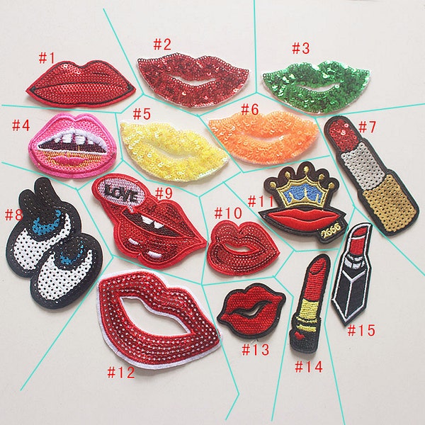 Sequin Sexy Lips Appliques Beaded Kisses cloth Patch DIY garment accessories decorative Sequin cloth handbag accessory supply