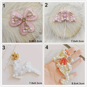 Crystal Sequins Beaded Hippocampus Deer Clover Leaf umbrella Applique patch DIY garment accessories Jacket cloth handbag accessory supply