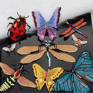 Embroidery Butterfly Bee Appliques Insect cloth patch DIY garment accessories decorative Sequin cloth sale