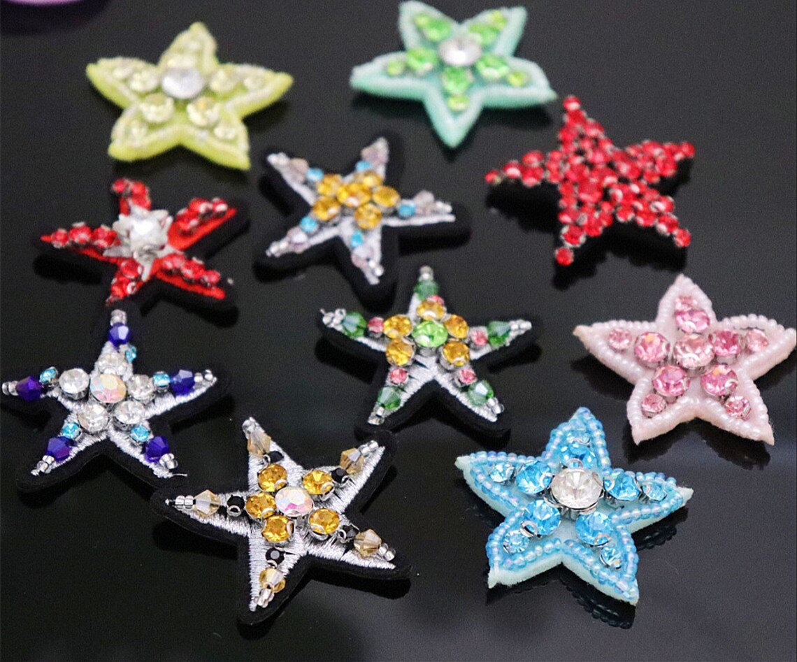 3.0cm to 4.0cm Crystal Beaded Color Star Appliques Beaded Etsy