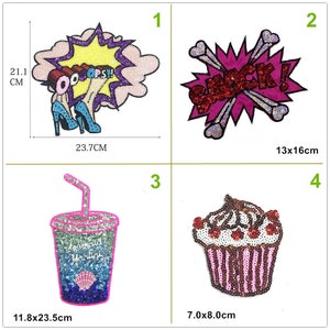 Sequins Fabric Letter Drink Cup Cake Applique cloth Patch applique DIY garment accessories Jacket cloth
