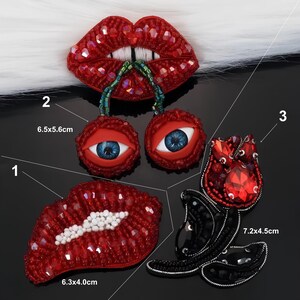 Sequin Crystal Beaded Eye, Rose, Lip Applique, DIY Craft Patch