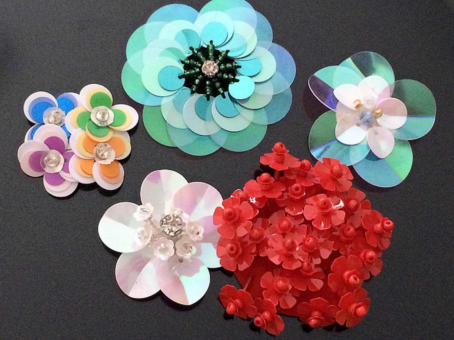 Sequin Crystal Beaded Flower Applique Cloth Stickers DIY Etsy