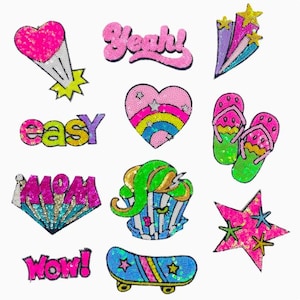 Sequins Beaded Vivid color Heart Letter Star skateboard flip flops Appliques Small cloth patch DIY garment accessory Sequin cloth Supply