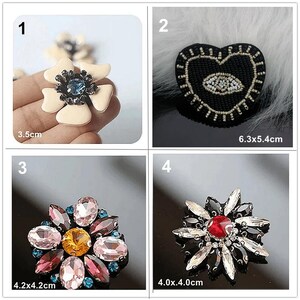 Crystal Beaded Flower Applique Badge Eye Heart cloth patch DIY decorative cloth handbag accessory Craft supply