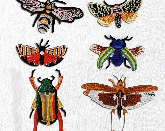 Fabric embroidery Butterfly Bee Beatles Longicorn Applique insect cloth patch sew on DIY Jacket decorative cloth handbag accessory supply