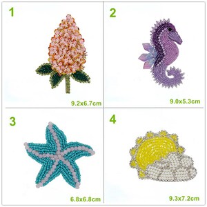 Crystal Beaded Sun Cloud Starfish hippocampus Flower Applique patch DIY badge Craft decorative cloth handbag accessory supply