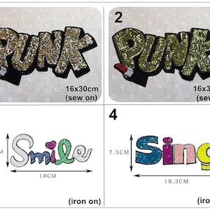 Lentejuelas con cuentas Carta inglesa Letras Apliclique Lápiz labial Letras parche de tela apliques bricolaje accesorios decorativos Tela de chaqueta