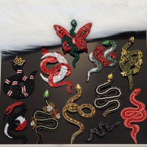 Crystal Beaded Snake Applique Animal cloth Patch DIY Jacket decorative accessory supply