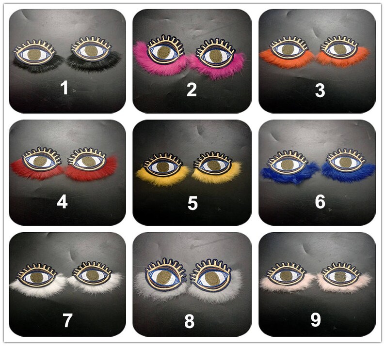 9.5x10cm Fabric Plush Color Eyelash Eye Applique Plush Eyes Etsy