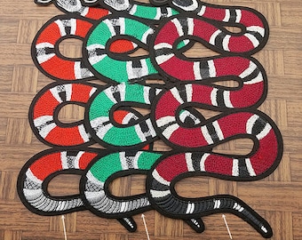 15x28cm Fabric Coral snakes Red Snake Green Snake Applique Animal cloth Patch DIY garment accessories decorative Sequin cloth Supply